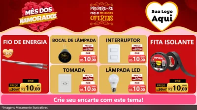 Modelo de TV para TV Horizontal com o tema Mês dos Namorados para Materiais Elétricos