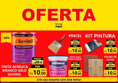 Modelo de Encarte para Encarte A4 Horizontal com o tema OFERTA - Vermelho Cartaz para Tintas e Ferramentas