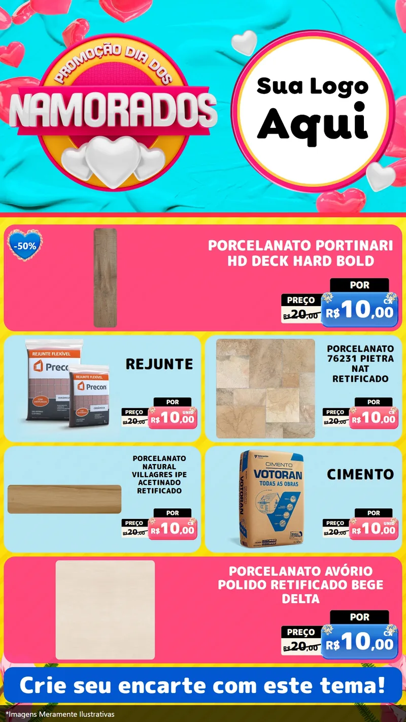 Modelo de TV para TV Vertical com o tema Promoção Dia dos Namorados para Pisos e revestimentos