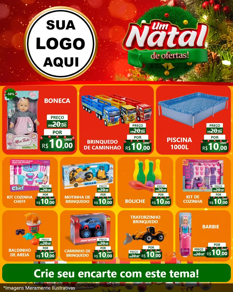 Modelo de Rede Social para Feed Instagram com o tema Um Natal de Ofertas para Brinquedos