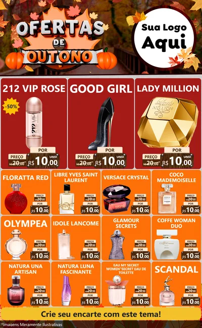 Modelo de Encarte para Encarte Grande com o tema Ofertas de Outono para Perfumes