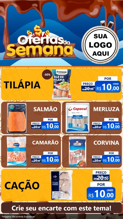 Modelo de TV para TV Vertical com o tema Ofertas da Semana - Páscoa para Peixaria