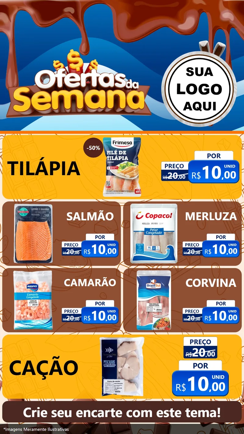 Modelo de TV para TV Vertical com o tema Ofertas da Semana - Páscoa para Peixaria