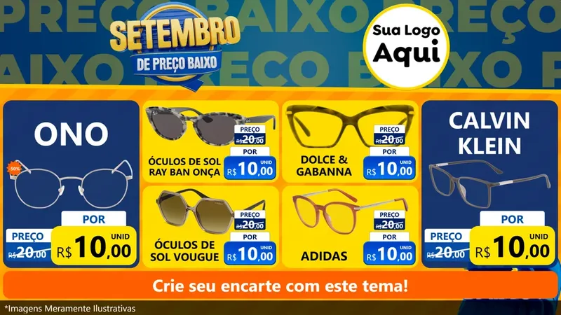 Modelo de TV para TV Horizontal com o tema Setembro De Preço Baixo para Óticas