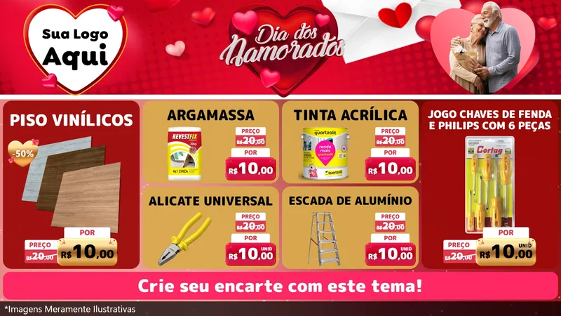 Modelo de TV para TV Horizontal com o tema Dia Dos Namorados para Material para Construção