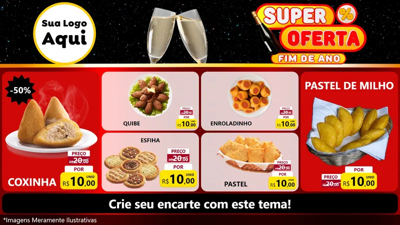 Modelo de TV para TV Horizontal com o tema Super Oferta Fim de Ano para Salgadaria