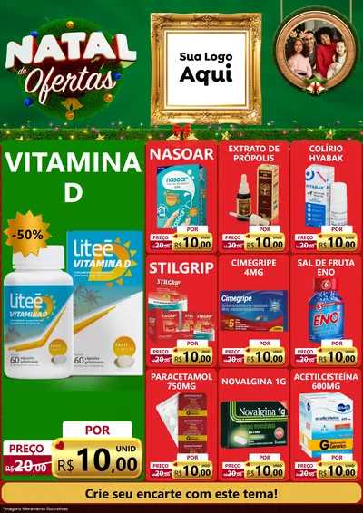 Modelo de Encarte para Encarte A4 Vertical com o tema Natal de Ofertas para Farmácia