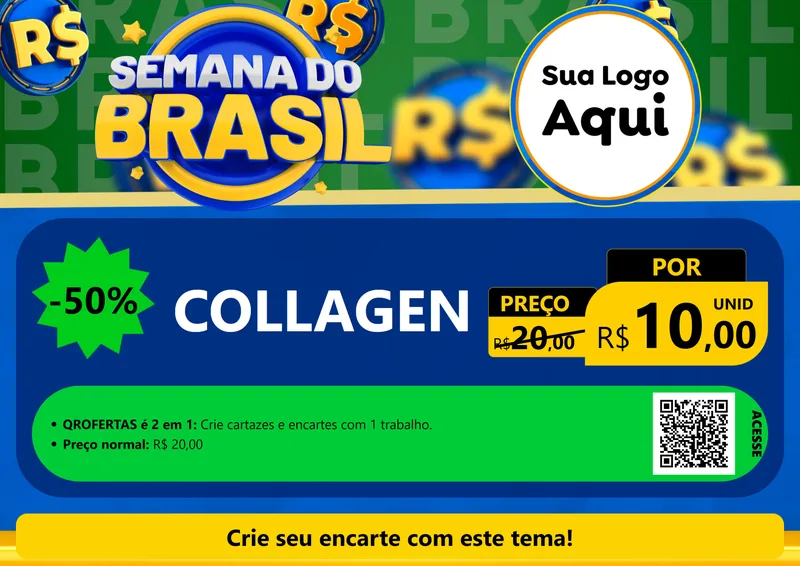 Modelo de Cartaz para Cartaz A4 Horizontal com o tema Semana Do Brasil para Suplementos alimentares