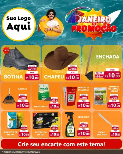 Modelo de Rede Social para Feed Instagram com o tema Janeiro de Promoção para Agropecuária