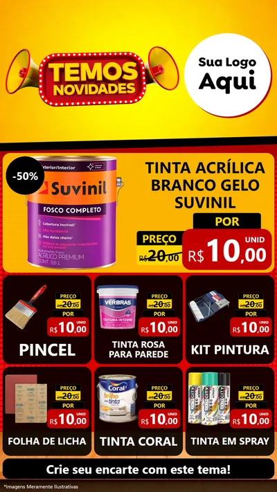 Modelo de Rede Social para Stories com o tema Temos Novidades para Tintas e Ferramentas