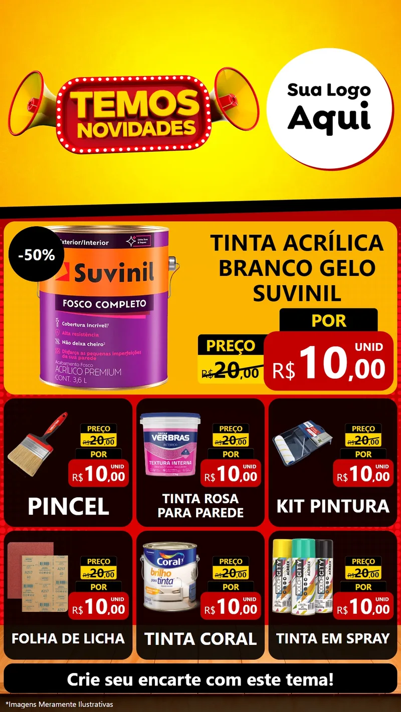 Modelo de Rede Social para Stories com o tema Temos Novidades para Tintas e Ferramentas