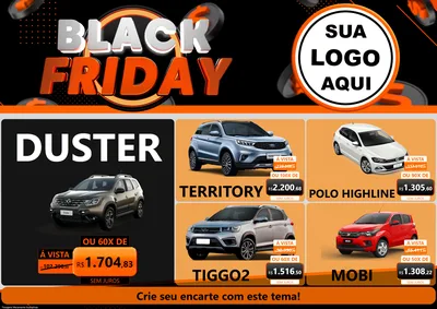 Modelo de Encarte para Encarte A4 Horizontal com o tema Black Friday para Concessionaria de Carros
