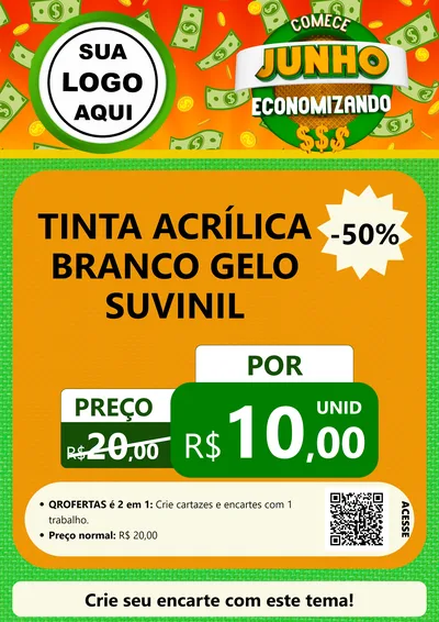 Modelo de Cartaz para Cartaz A4 Vertical com o tema Comece Junho Economizando para Tintas e Ferramentas