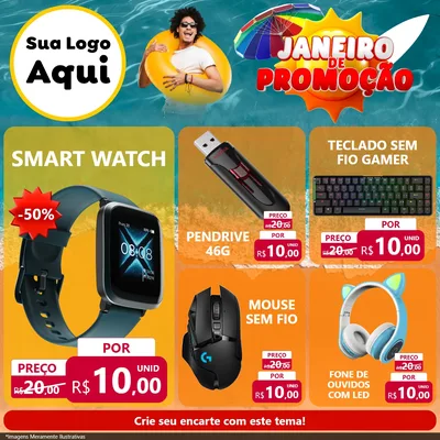 Modelo de Rede Social para Feed Facebook com o tema Janeiro de Promoção para Informática