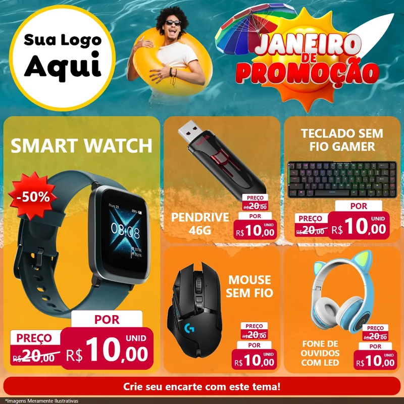 Modelo de Rede Social para Feed Facebook com o tema Janeiro de Promoção para Informática