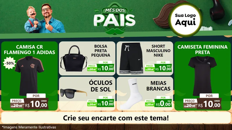 Modelo de TV para TV Horizontal com o tema Mês dos Pais para Roupas e acessórios