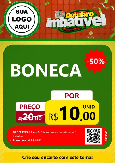 Modelo de Cartaz para Cartaz A4 Vertical com o tema Outubro Imbatível para Brinquedos