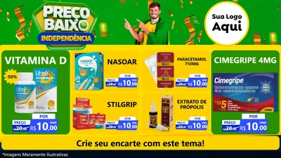 Modelo de TV para TV Horizontal com o tema Preço Baixo de Independência para Farmácia