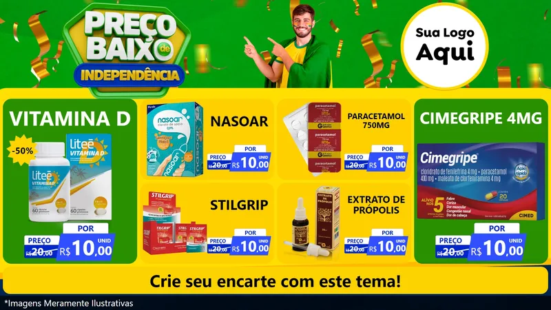 Modelo de TV para TV Horizontal com o tema Preço Baixo de Independência para Farmácia