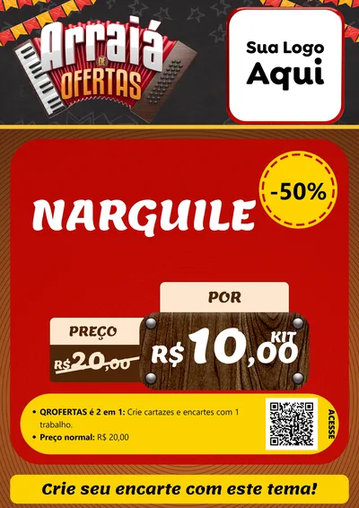 Modelo de Cartaz para Cartaz A4 Vertical com o tema Arraiá de Ofertas - Junina para Tabacaria