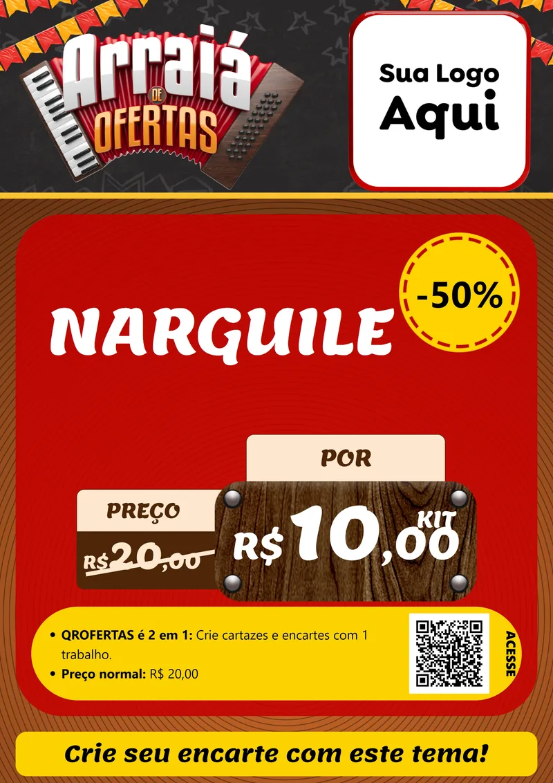 Modelo de Cartaz para Cartaz A4 Vertical com o tema Arraiá de Ofertas - Junina para Tabacaria