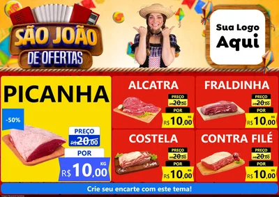 Modelo de Encarte para Encarte A4 Horizontal com o tema São João de Ofertas para Açougue