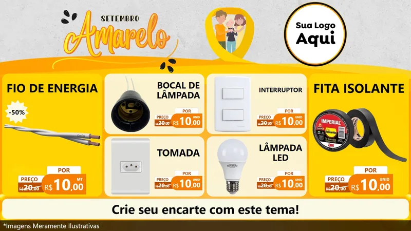 Modelo de TV para TV Horizontal com o tema Setembro Amarelo para Materiais Elétricos
