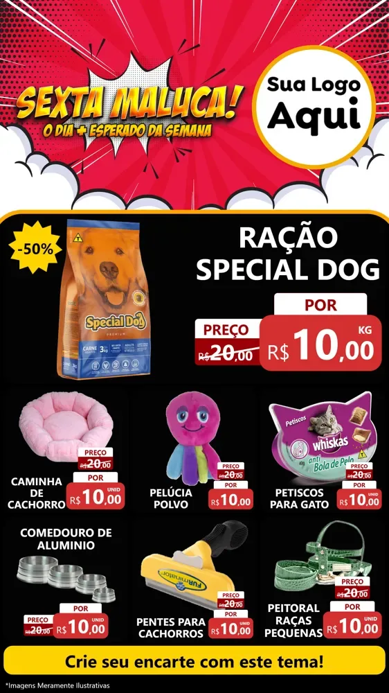 Modelo de Rede Social para Stories com o tema Sexta Maluca! para Pet Shop