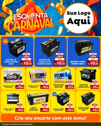 Modelo de Rede Social para Feed Instagram com o tema Esquenta de Carnaval para Baterias Elétricas