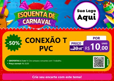 Modelo de Cartaz para Cartaz A4 Horizontal com o tema Esquenta de Carnaval para Tubos e conexões