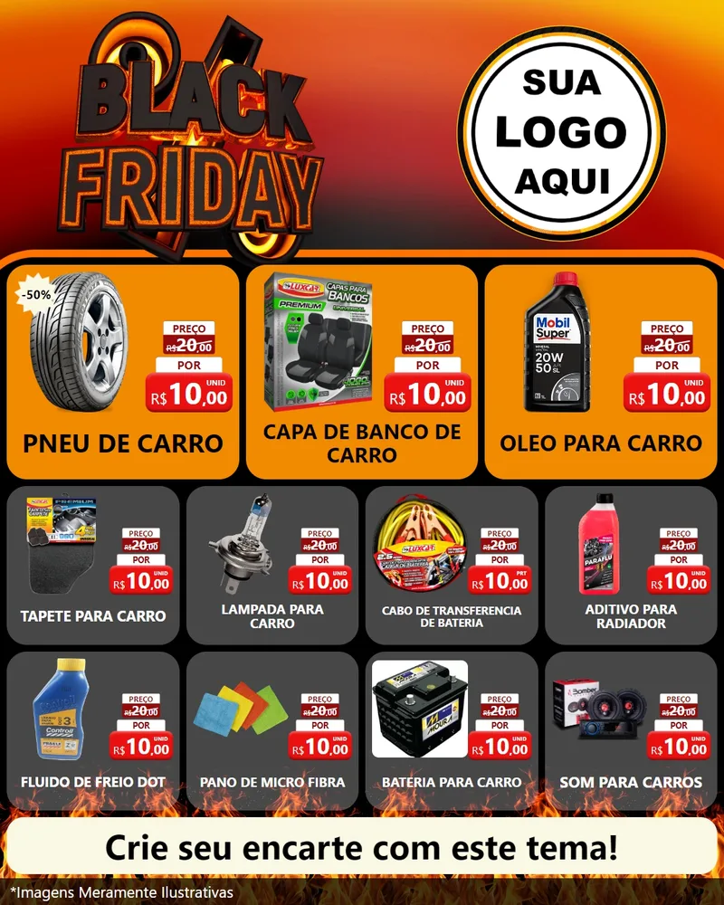 Modelo de Rede Social para Feed Instagram com o tema Black Friday para Auto peças