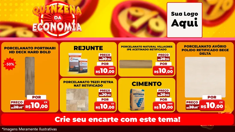 Modelo de TV para TV Horizontal com o tema Quinzena Da Economia para Pisos e revestimentos