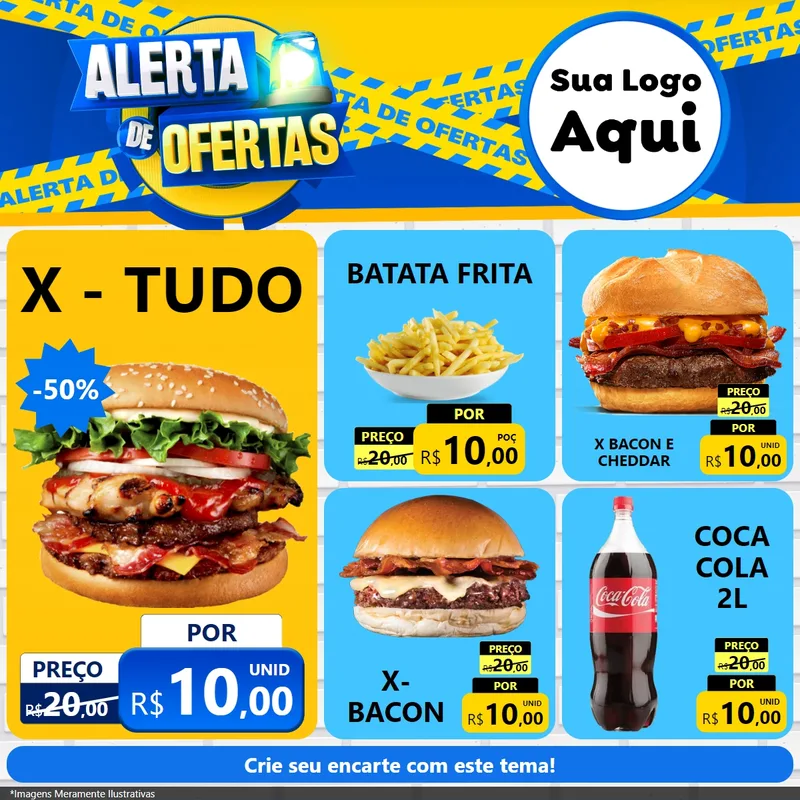 Modelo de Rede Social para Feed Facebook com o tema Alerta de Ofertas para Hamburgueria