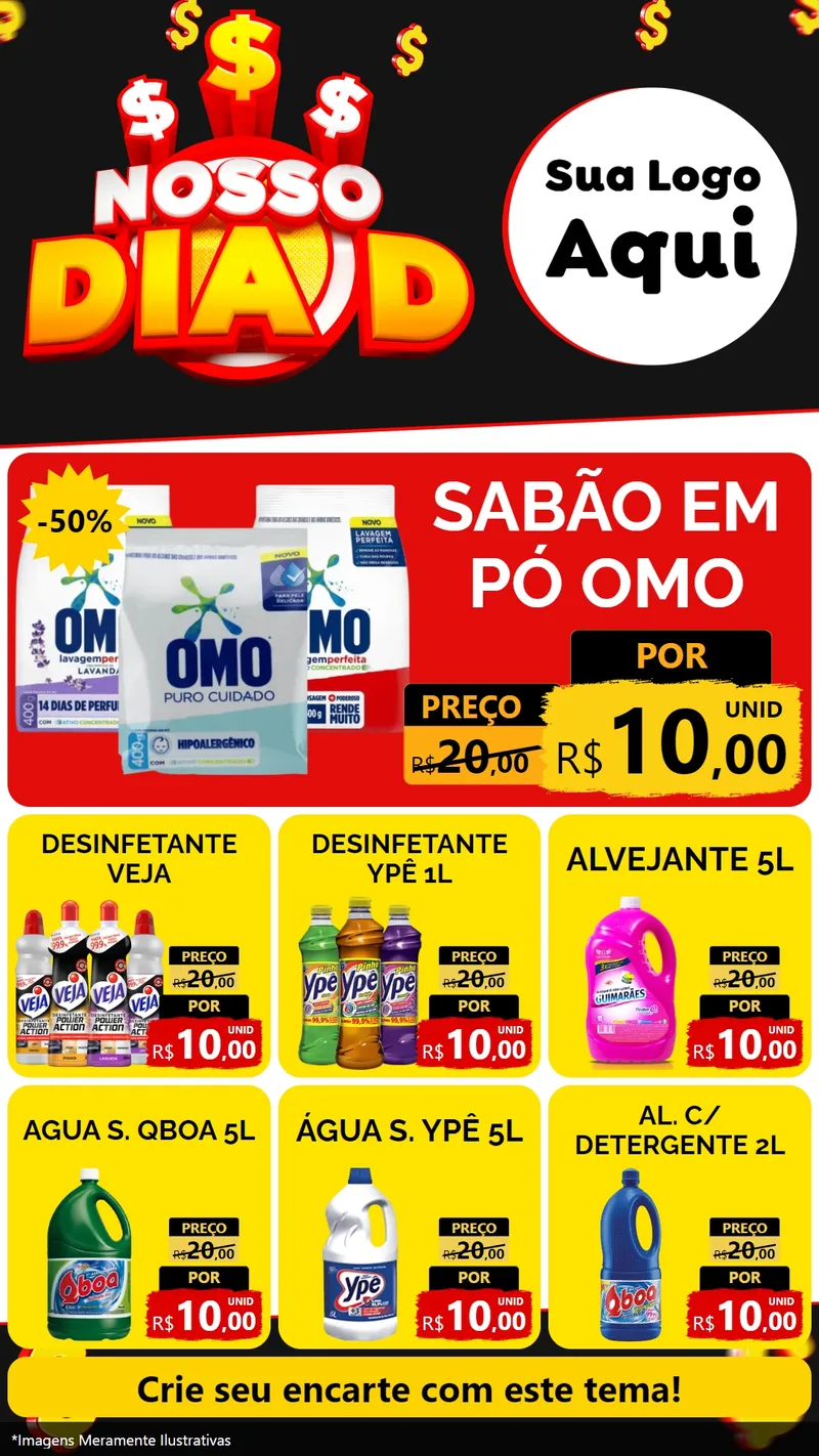 Modelo de Rede Social para Stories com o tema Nosso Dia D para Produtos de Limpeza