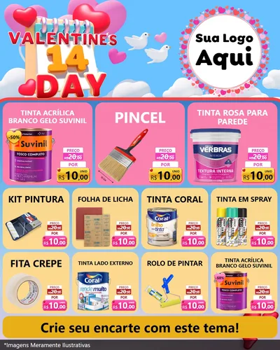 Modelo de Rede Social para Feed Instagram com o tema Valentine's Day para Tintas e Ferramentas