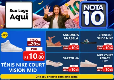 Modelo de Encarte para Encarte A4 Horizontal com o tema Nota 10 para Calçados