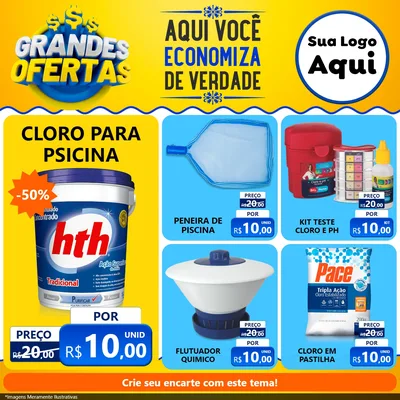 Modelo de Rede Social para Feed Facebook com o tema Grandes Ofertas para Produtos para Piscina