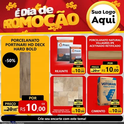 Modelo de Rede Social para Feed Facebook com o tema É Dia De Promoção para Pisos e revestimentos