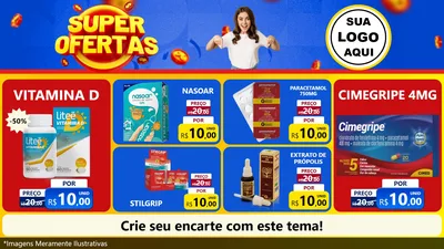 Modelo de TV para TV Horizontal com o tema Super Ofertas para Farmácia