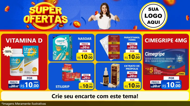 Modelo de TV para TV Horizontal com o tema Super Ofertas para Farmácia