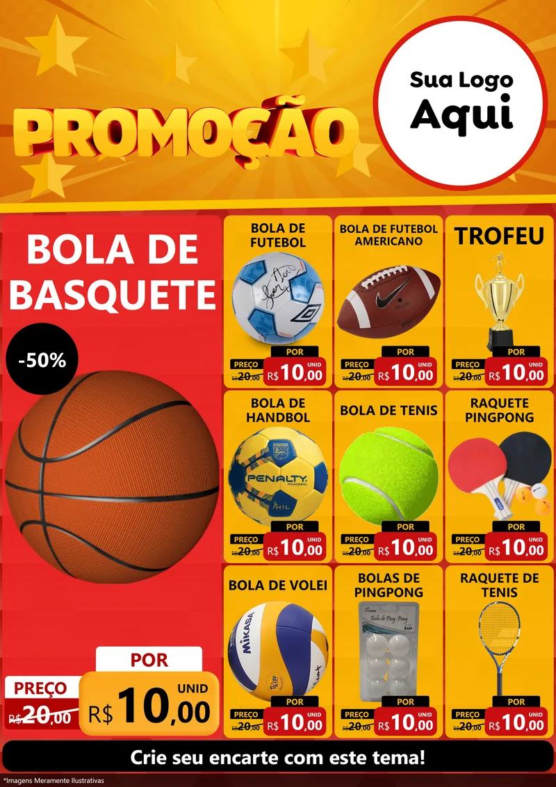 Modelo de Encarte para Encarte A4 Vertical com o tema Promoção para Artigos Esportivos
