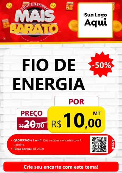 Modelo de Cartaz para Cartaz A4 Vertical com o tema Mais Barato para Materiais Elétricos