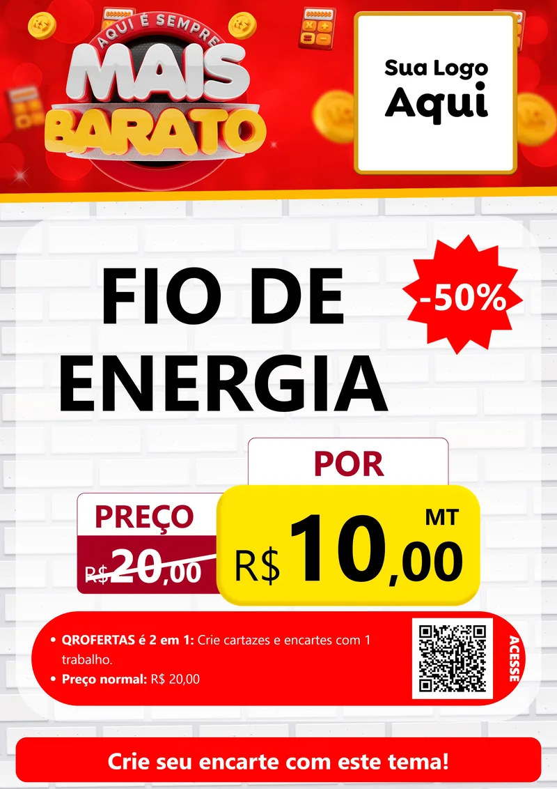 Modelo de Cartaz para Cartaz A4 Vertical com o tema Mais Barato para Materiais Elétricos