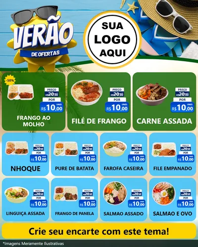 Modelo de Rede Social para Feed Instagram com o tema Verão de Ofertas para Restaurante