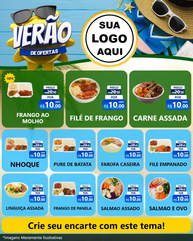Modelo de Rede Social para Feed Instagram com o tema Verão de Ofertas para Restaurante