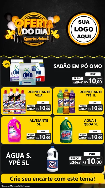 Modelo de TV para TV Vertical com o tema Oferta do Dia - Quarta Feira! para Produtos de Limpeza