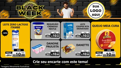 Modelo de TV para TV Horizontal com o tema Black Week para Frios e Laticínios