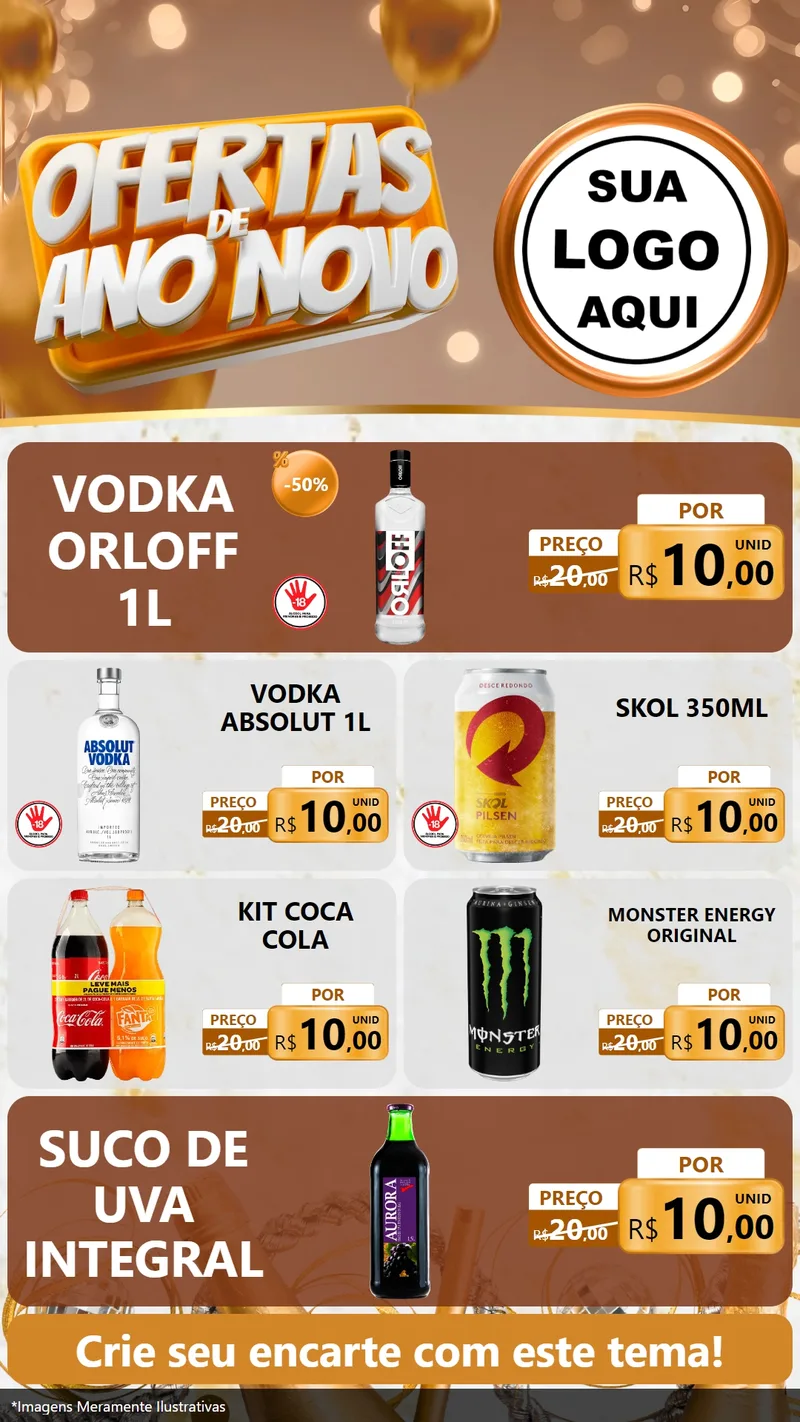 Modelo de TV para TV Vertical com o tema Ofertas de Ano Novo para Distribuidora de bebidas