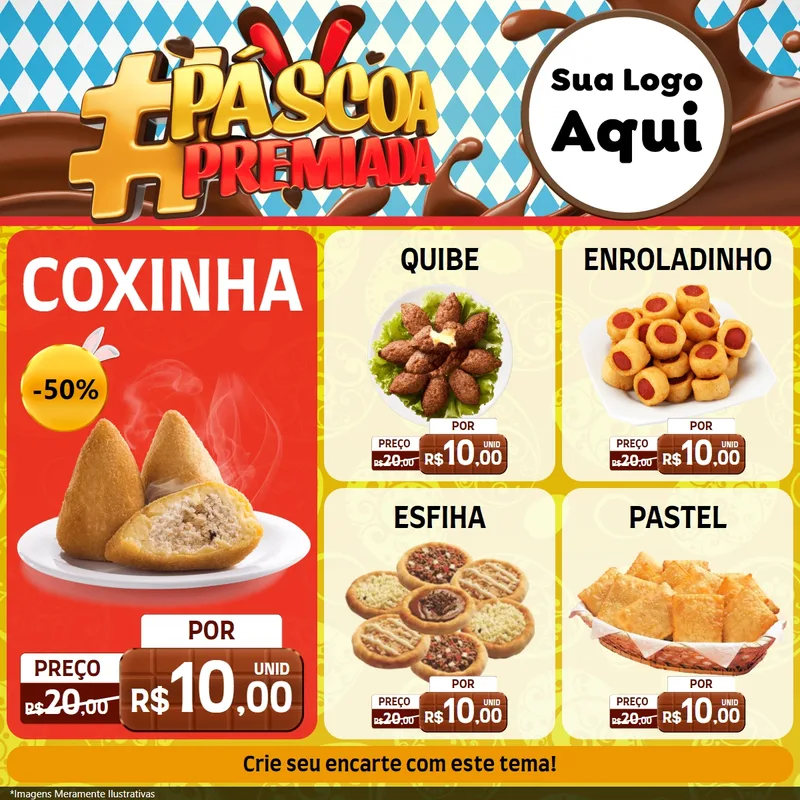 Modelo de Rede Social para Feed Facebook com o tema Páscoa Premiada para Salgadaria