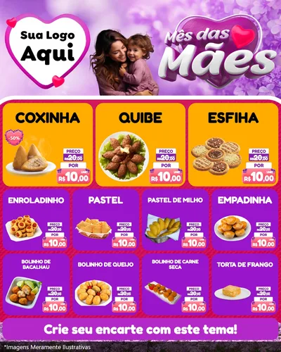 Modelo de Rede Social para Feed Instagram com o tema Mês das Mães para Salgadaria